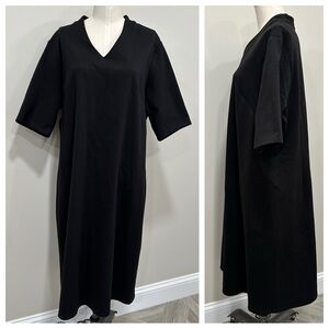 Vintage LIZ CLAIBORNE Black Short Sleeve Fitted Dress with Darts Size 18W